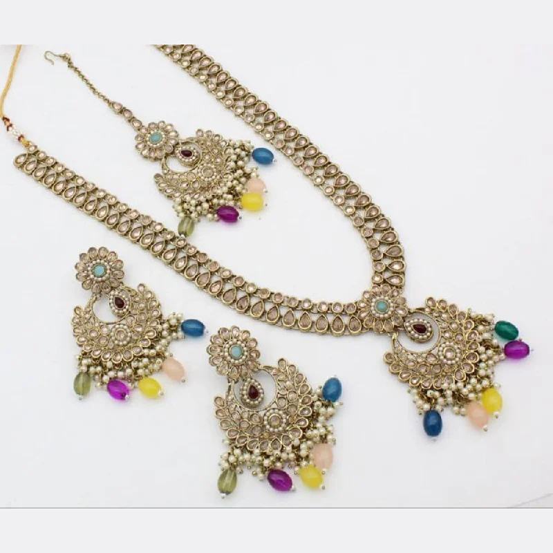 unique statement ladies necklace-Jcm Jewellery Gold Plated Crystal Stone Long Necklace Set