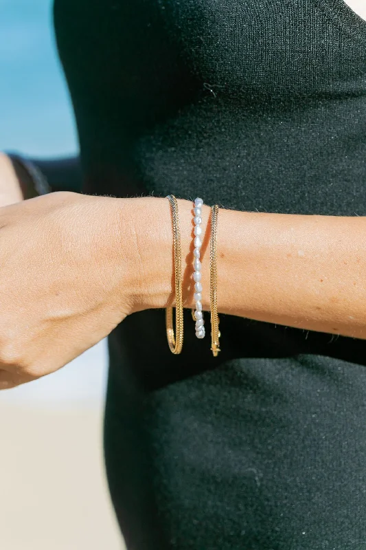 chain ladies bracelets & bangles-Dainty Gray Pearl Bracelet - Maile