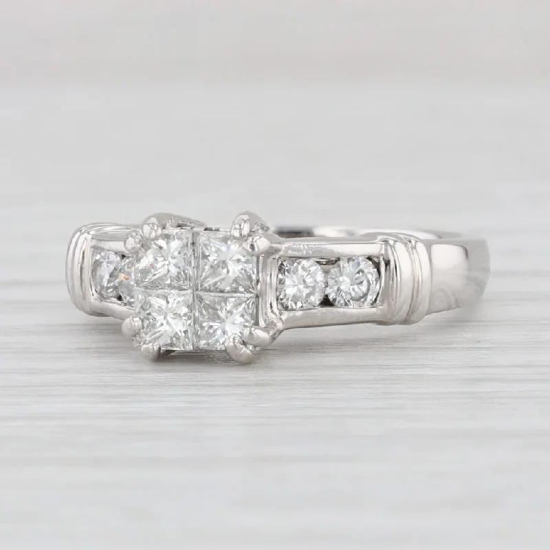 high-end designer ladies engagement rings-0.92ctw Princess Diamond Engagement Ring Platinum Size 6.5