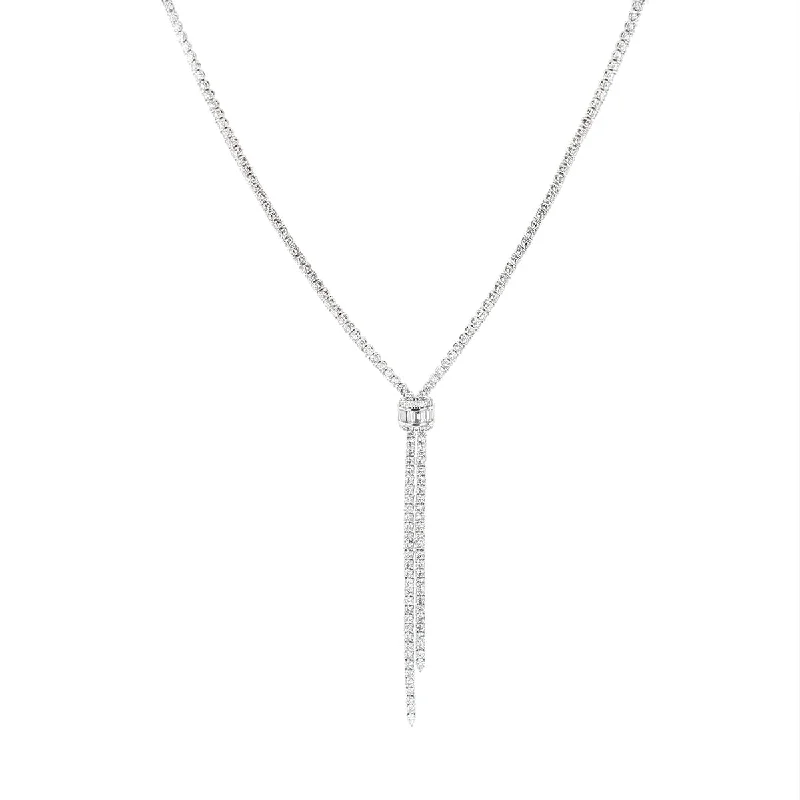 teardrop pendant ladies necklace-Diamond Lariat Necklace