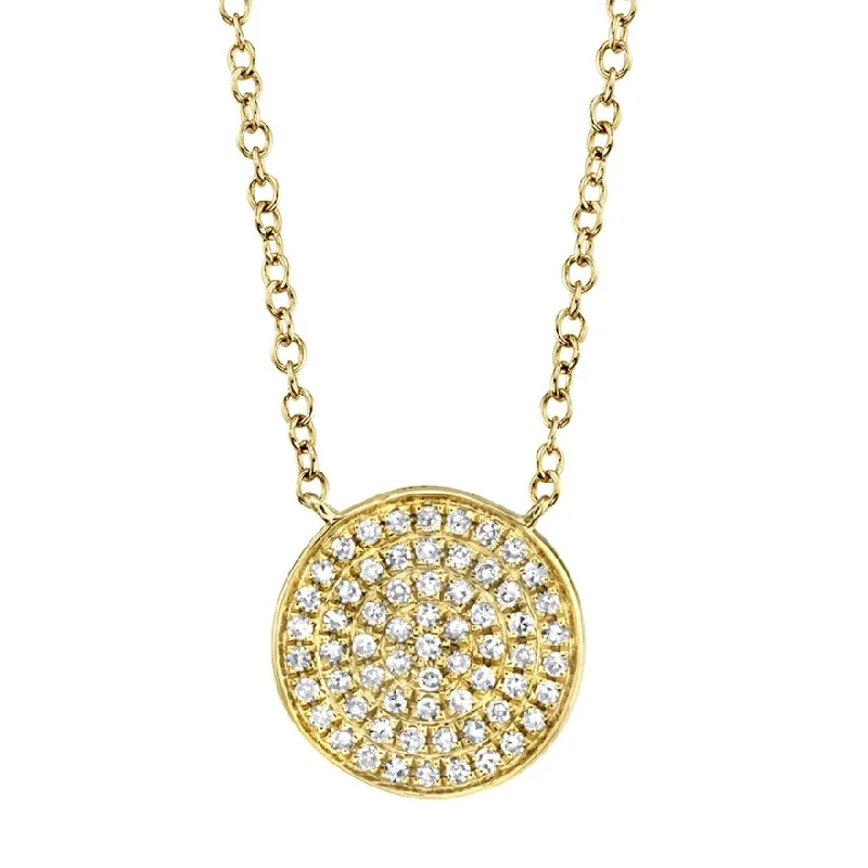 everyday wear ladies necklace-Pave Disc Necklace