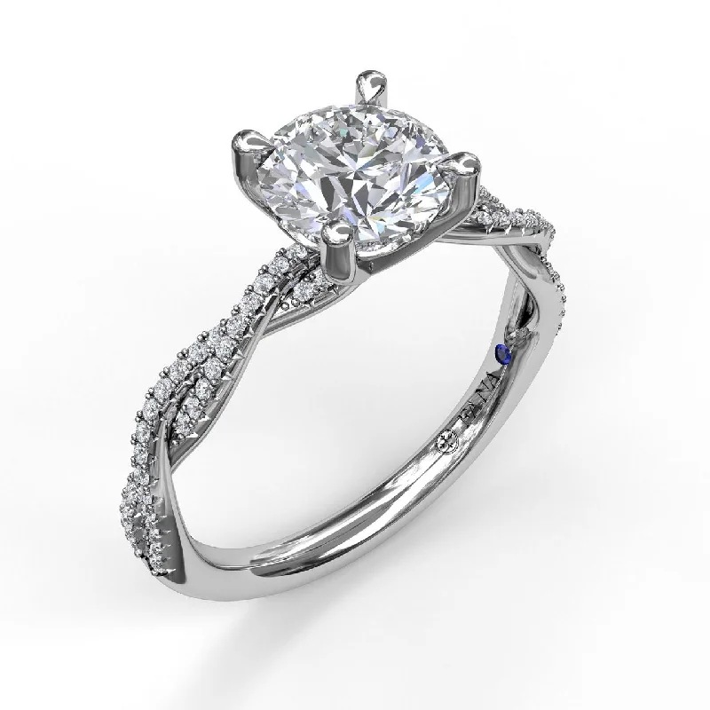 brushed metal ladies engagement rings-Fana 14K White Gold and Diamond Petite Twist Engagement Ring