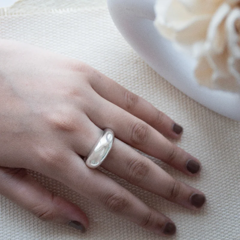 dainty opal ladies ring-Sleek Chic Band Ring