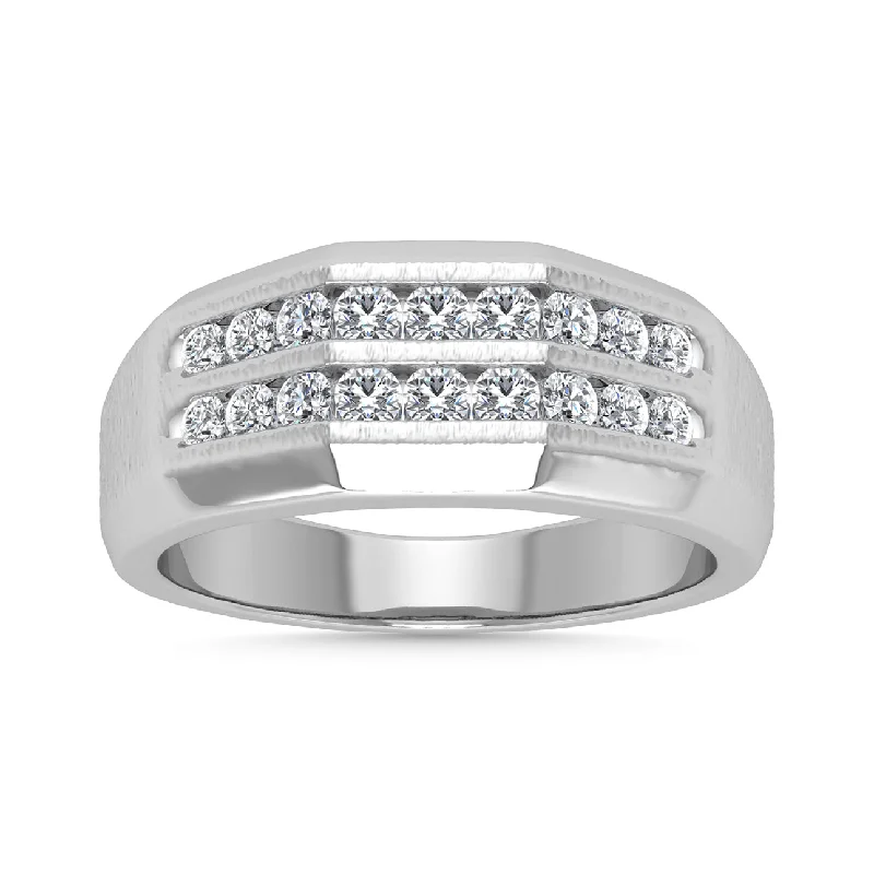 unique design ladies ring-Diamond 1/2 Ct.Tw. Mens Fashion Ring in 14K White Gold