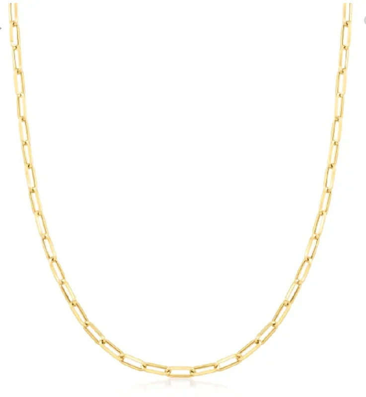 minimalist circle pendant ladies necklace-14k Yellow Gold Paperclip Link Chain Necklace 18" 3mm