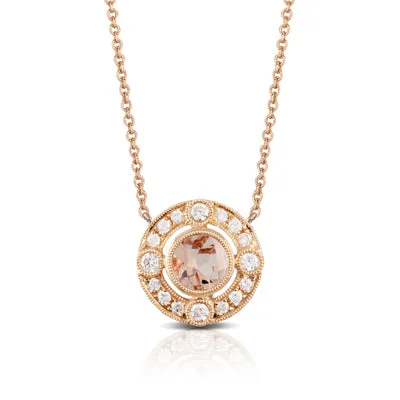 elegant evening ladies necklace-Doves Morganite and Diamond Necklace N8794MG