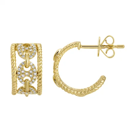 opal ladies earrings-VAL ANCHOR LINK HOOP EARRINGS