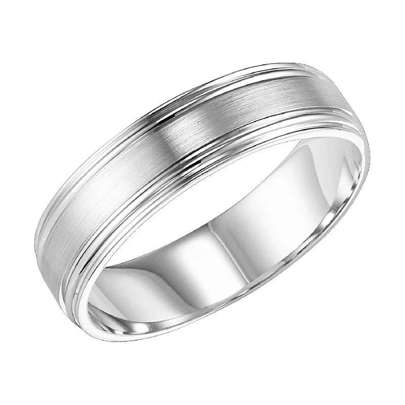 classic solitaire ladies ring-14K White Gold 6mm Comfort Fit Engraved Wedding Band