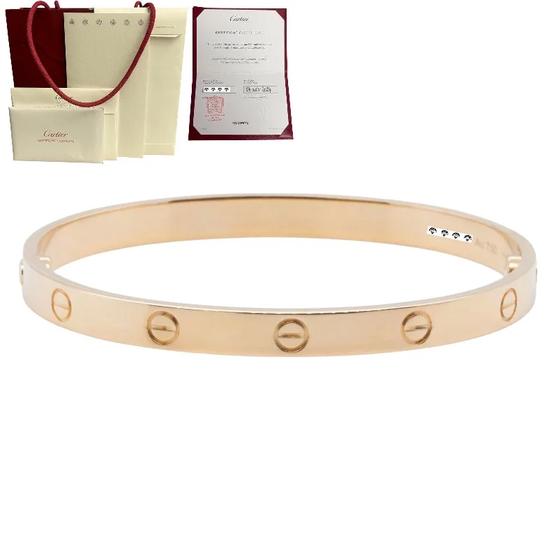 infinity symbol ladies bracelets & bangles-2024 NEW STYLE Cartier Love 18k Yellow Gold Bangle Bracelet Size 19 BAG BOX CERT