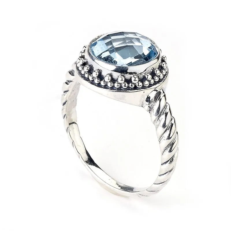 double-band ladies ring-Batur Ring- Blue Topaz