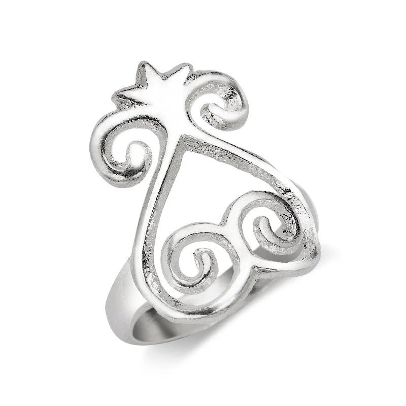 luxury ladies ring-Sankofa .925 Sterling Silver Ring, Adinkra Symbol Jewelry