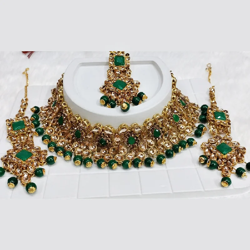 adjustable rope ladies necklace-Kumavat Jewels Gold Plated Kundan Stone Choker Necklace Set