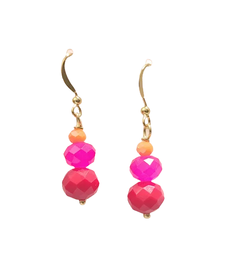 vintage-inspired ladies earrings-Ombre Pink Earrings