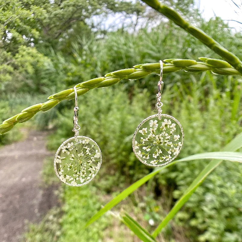 birth month gemstone ladies earrings-Queen Anne’s Lace Flower Earrings - BG46