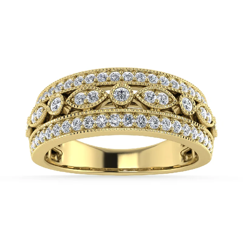 moon and star ladies ring-Diamond 1/3 Ct.Tw. Fashion Band in 14K Yellow Gold