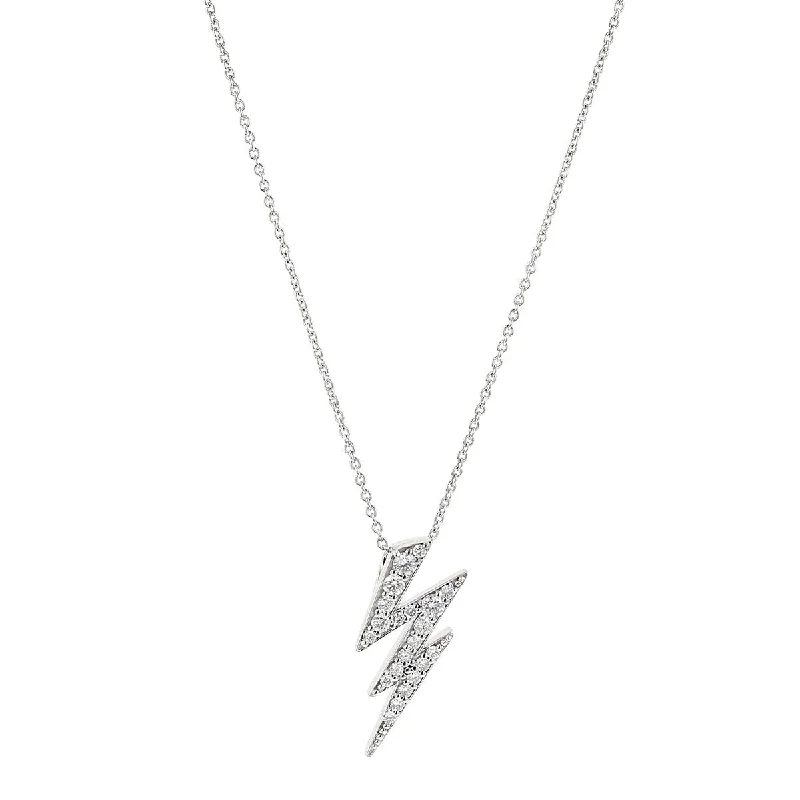 designer luxury ladies necklace-18K White Gold Diamond Lightning Bolt Necklace