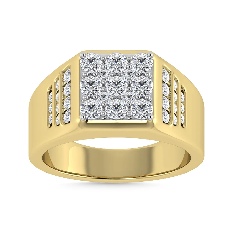 gothic style ladies ring-Diamond 1 Ct.Tw. Mens Fashion Ring in 14K Yellow Gold