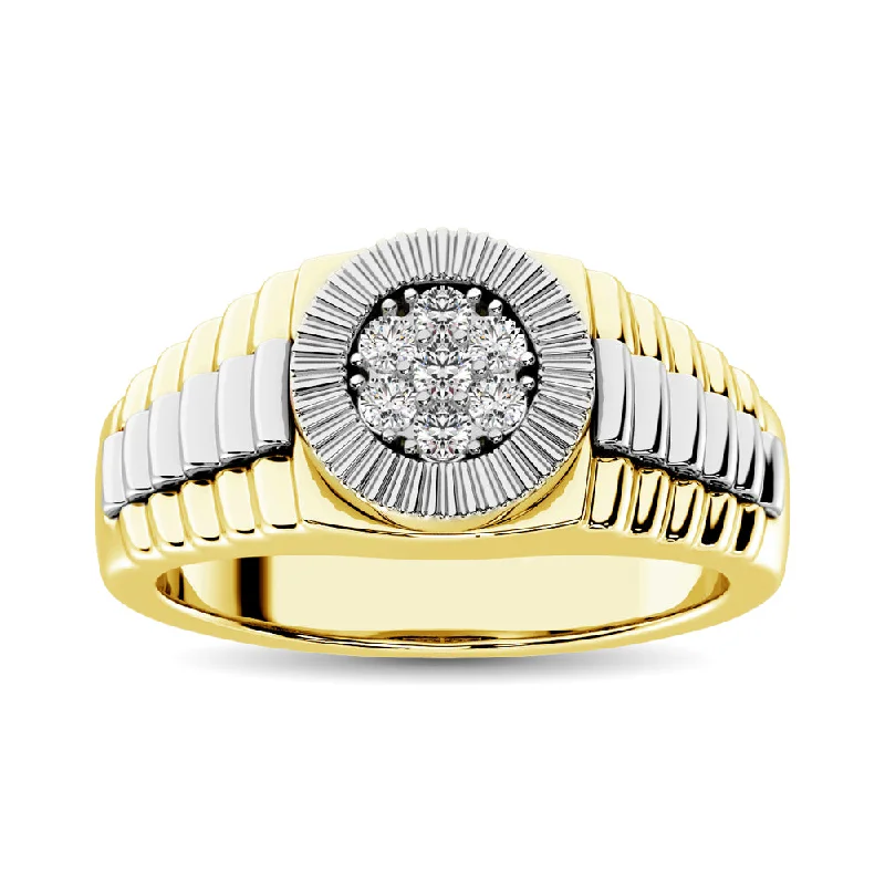 dainty gold ladies ring-14K Two Tone Gold 1 Ct.Tw. Diamond Mens Ring