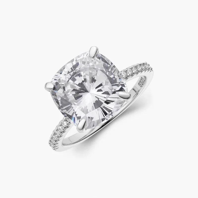 initial engraved ladies ring-Reverie Ring (Cushion cut)