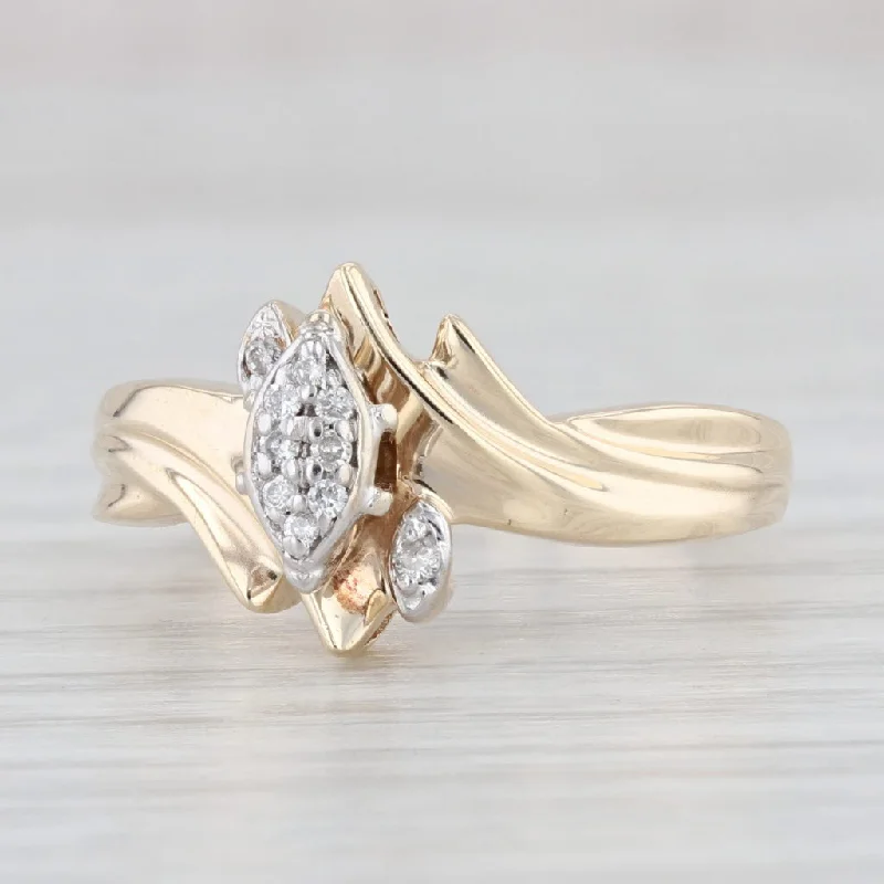 non-traditional ladies engagement rings-Diamond Marquise Bypass Ring 10k Yellow Gold Size 7 Engagement