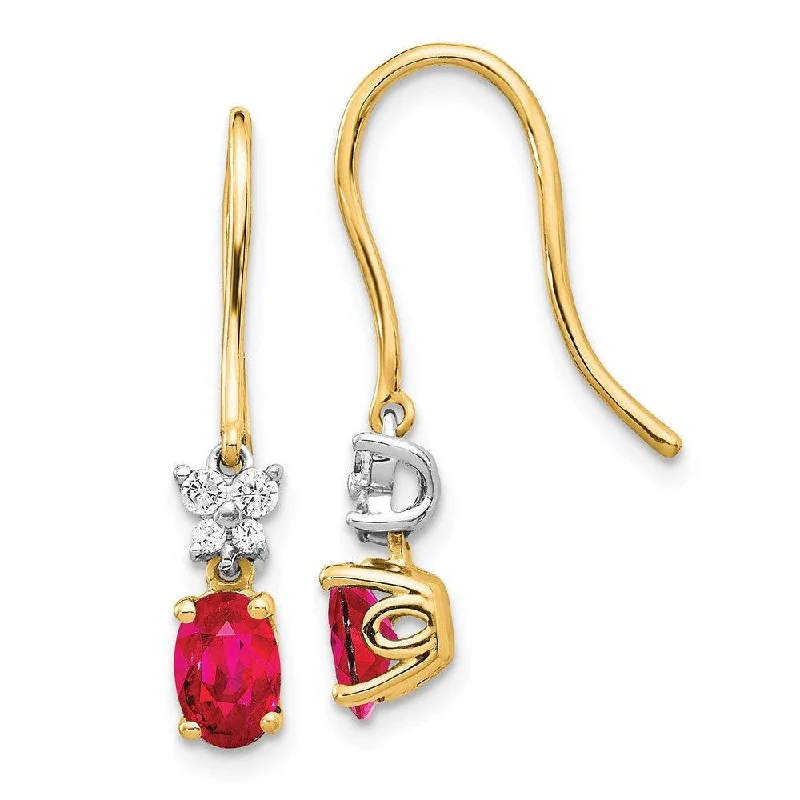 dreamcatcher ladies earrings-14k Two Tone Diamond & Ruby Earrings