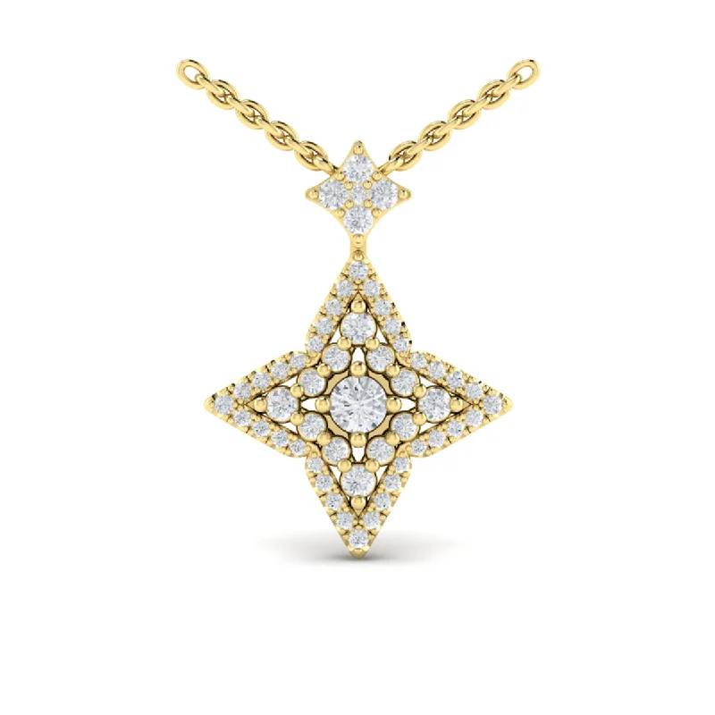 cluster gemstone ladies necklace-Vlora Lucera 14k Yellow Gold and Diamond Necklace VP60061