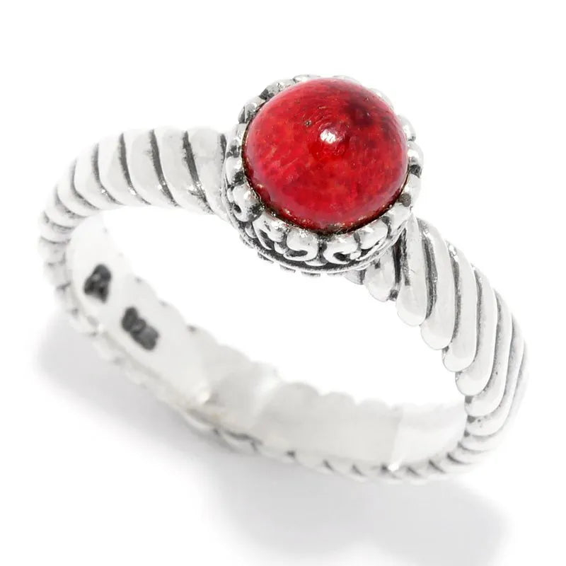 custom name ladies ring-Comet Ring- Coral