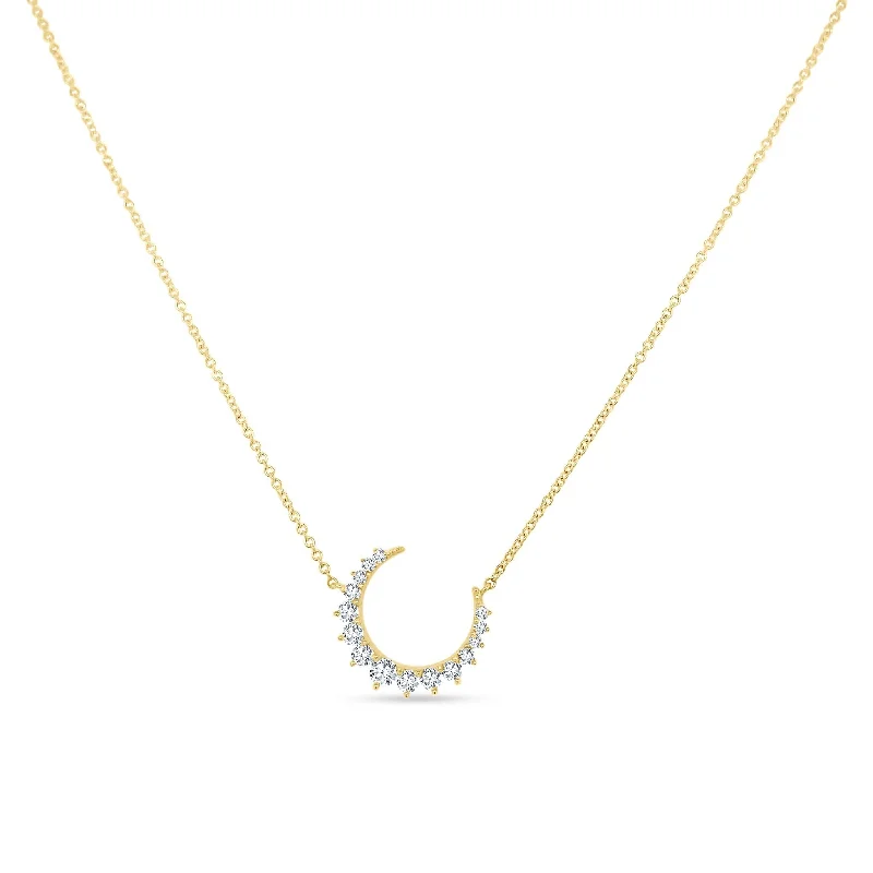 geometric shape ladies necklace-Graduated Crescent Diamond Necklace