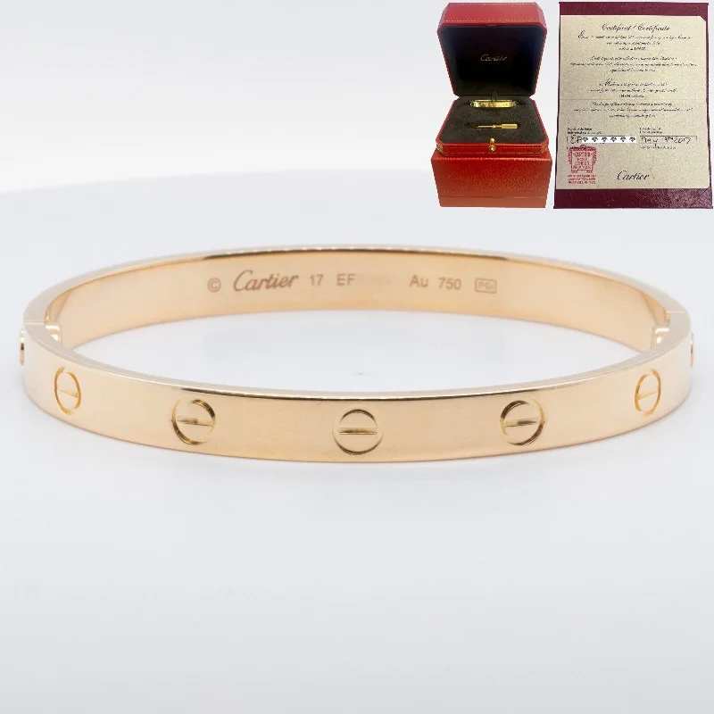 angel wings ladies bracelets & bangles-2017 Cartier Love 18k Yellow Gold Bangle Bracelet Size 17 BOX & CERTIFICATE