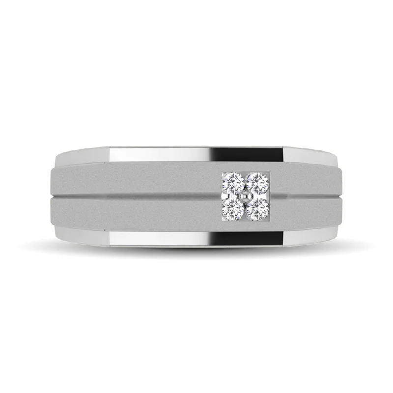 stackable gemstone ladies ring-10K White Gold 1/10 Ct.Tw. Diamond Men's Ring