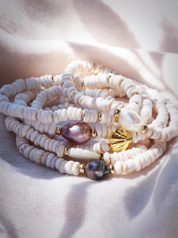 rose gold ladies bracelets & bangles-Choose your Stretchy Puka Shell Bracelet - Ali'ikai