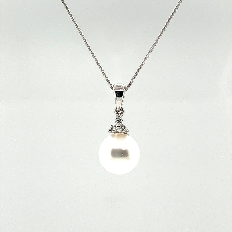 blue topaz pendant ladies necklace-White South Sea Pearl and Diamond Necklace