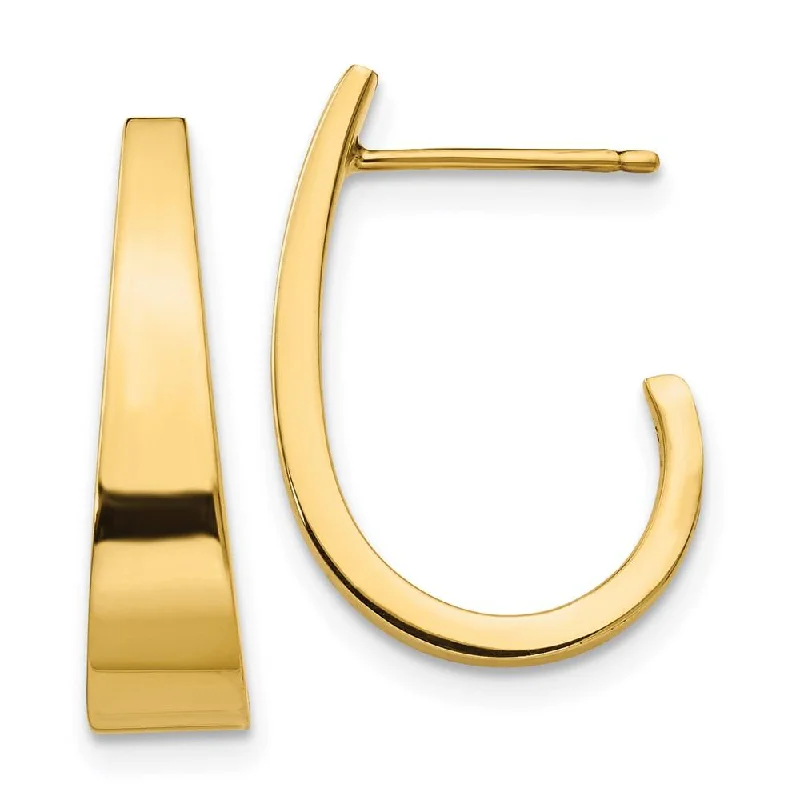 modern bar ladies earrings-14k Medium Polished J Hoop Earrings