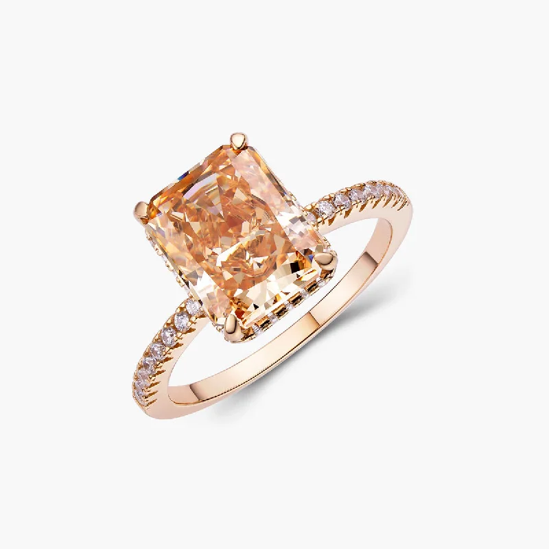 classic diamond solitaire ring-Aura Ring - Champagne