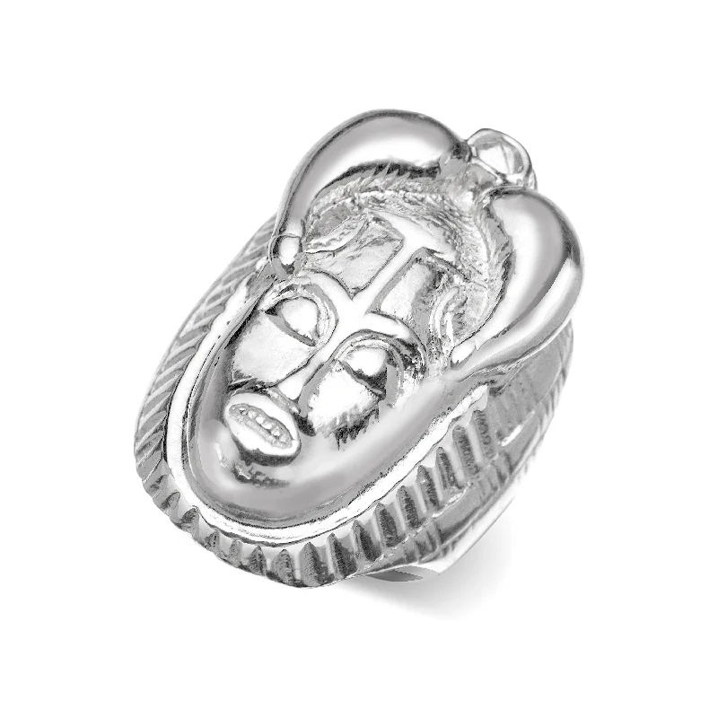 trendy fashion ladies ring-African Mask .925 Sterling Silver Statement Ring