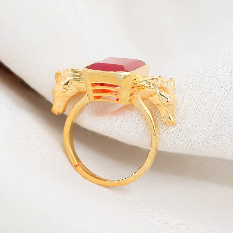 gold ladies ring-SITAYAN Silver Ashwamedh Red ring