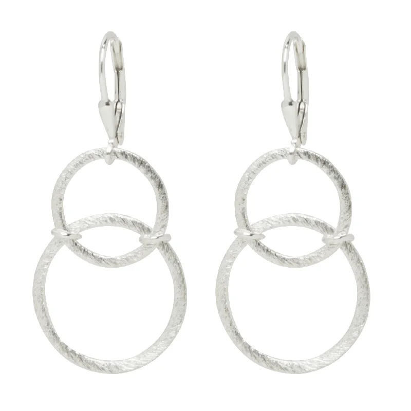 yellow gold delicate ladies earrings-Silver Abstract Circle Earrings