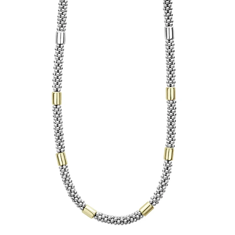 elegant wedding ladies necklace-Gold Station Caviar Necklace 5mm