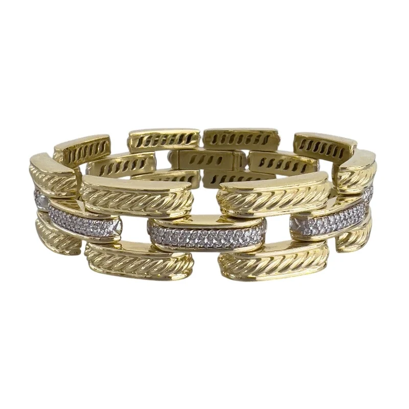 dainty chain ladies bracelets & bangles-David Yurman Gatelin 18k Yellow Gold Pave Diamond Link Bracelet RET $17,500