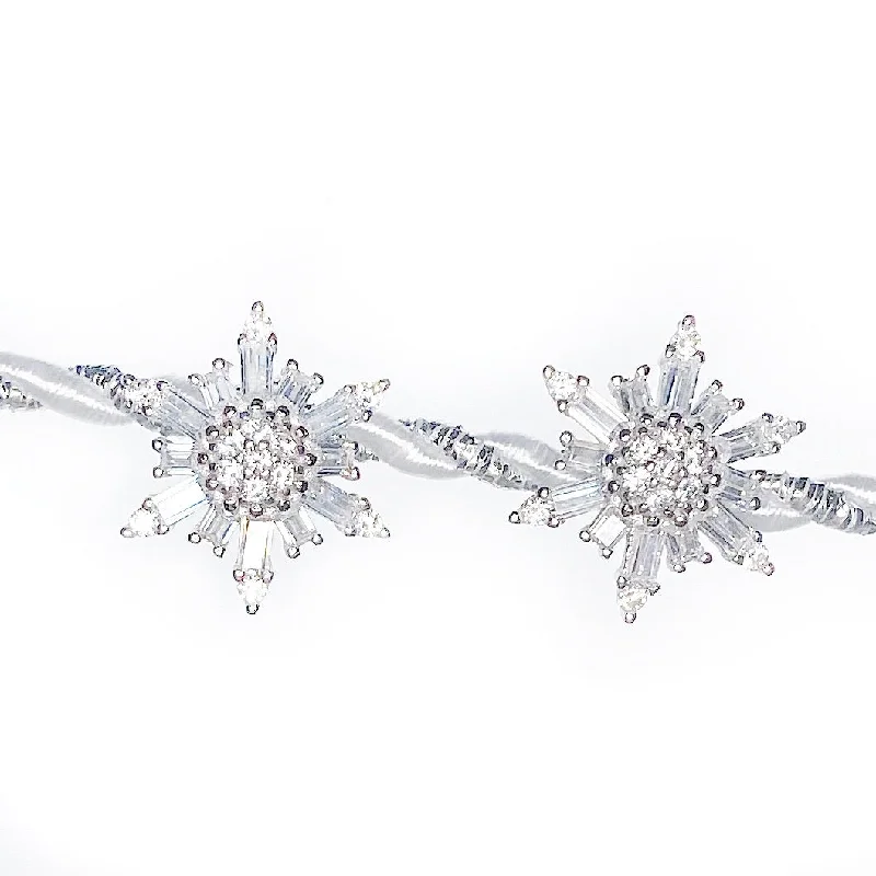 cubic zirconia ladies earrings-Elegant Shimmer Snowflake Stud Earrings