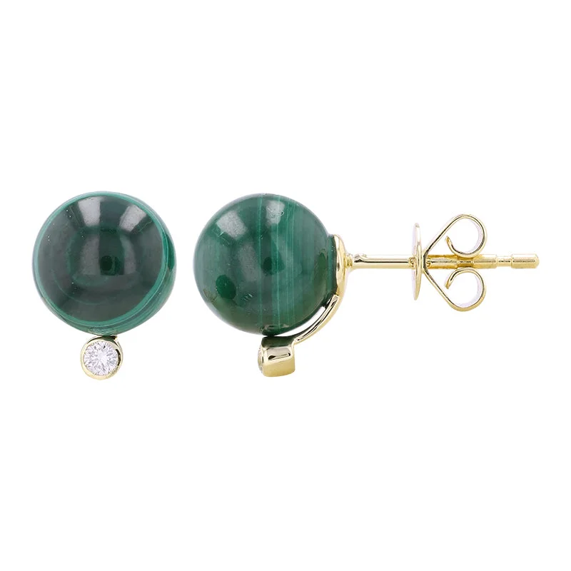 celestial moonstone ladies earrings-ZAK MALACHITE BALL STUD EARRINGS