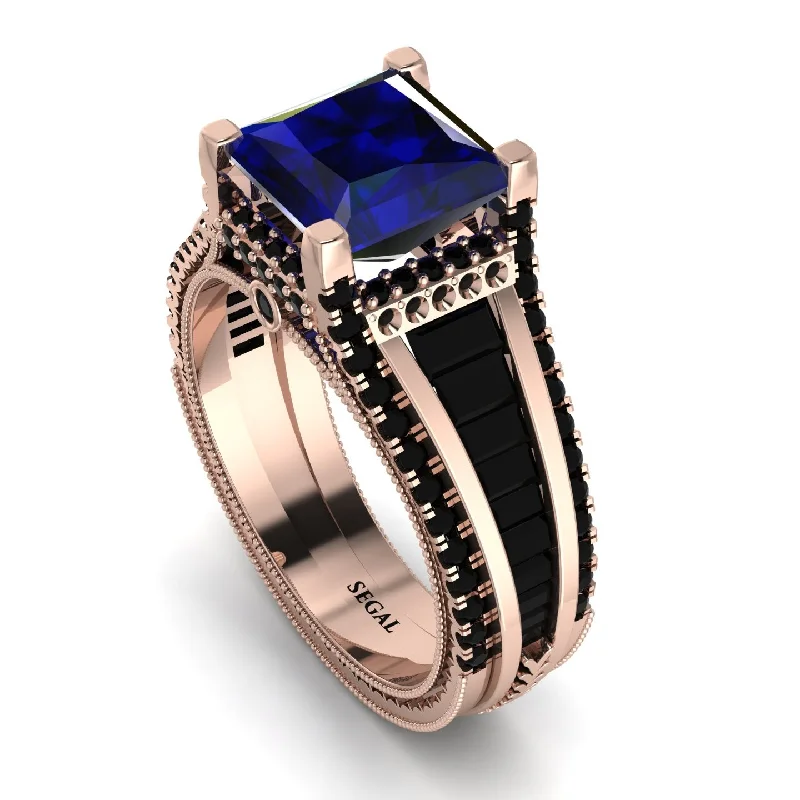 cathedral setting ladies engagement rings-Princess Geometric Sapphire Engagement Ring - Marilyn No. 44