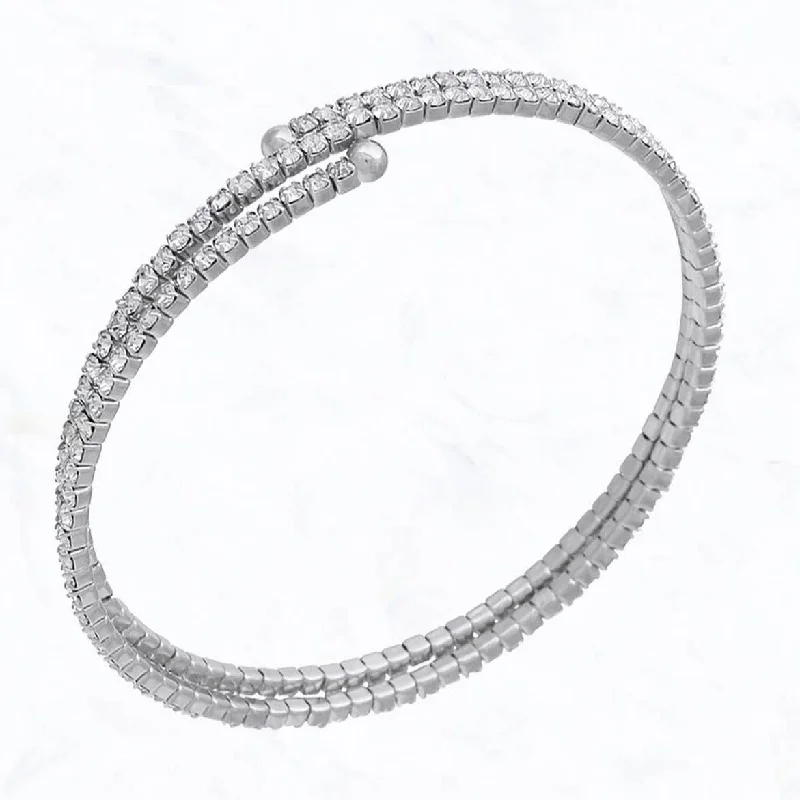 geometric shape ladies bracelets & bangles-Double Diana Silver Bracelet