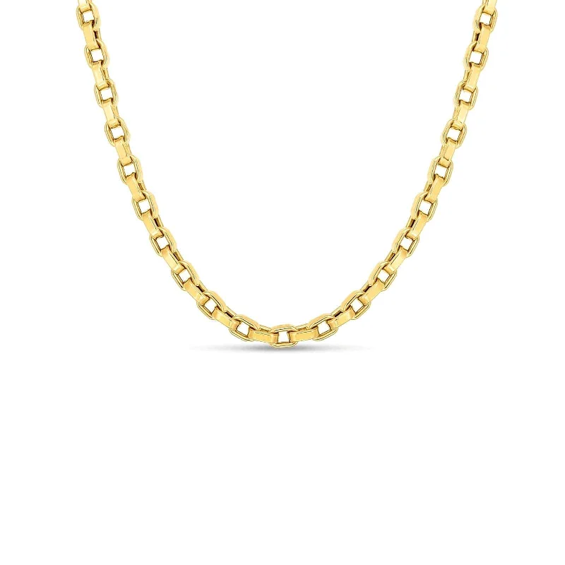 shell pearl ladies necklace-Square Link Chain Necklace (22 inches)