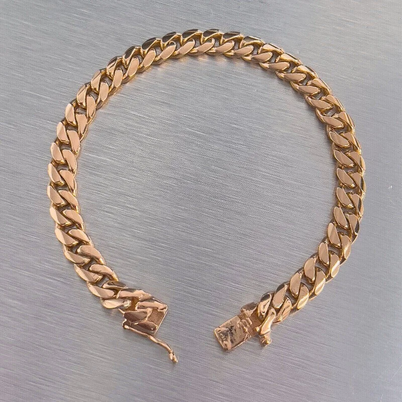 elegant evening ladies bracelets & bangles-18k Rose Gold Cuban Link 6.50mm Hidden Box Clasp Bracelet 7.25" 28g