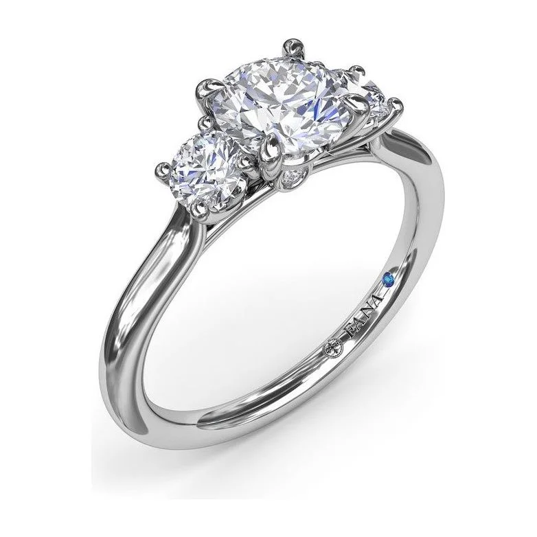 diamond ladies engagement rings-Fana 14K White Gold Petite 3 Stone Diamond Engagement Ring