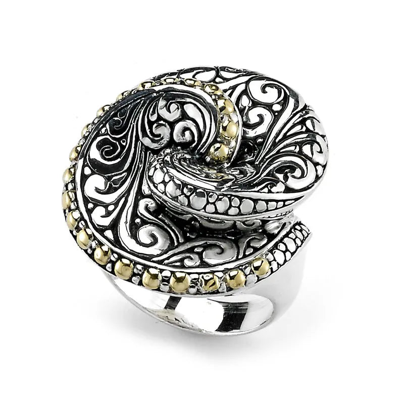 red garnet ladies ring-Balinese Swirl Ring