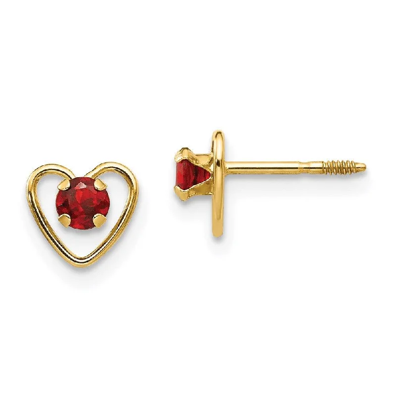 star charm ladies earrings-Madi K Kid's 14k  3mm Garnet Birthstone Heart Earrings