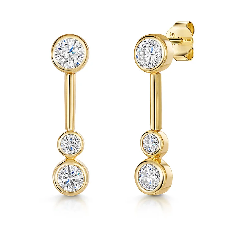 unique statement ladies earrings-Jools Gold Cubic Zirconia Drop Earrings