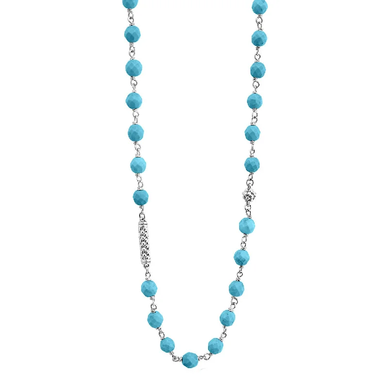 timeless elegance ladies necklace-Turquoise Pigtail Link Necklace with Stations